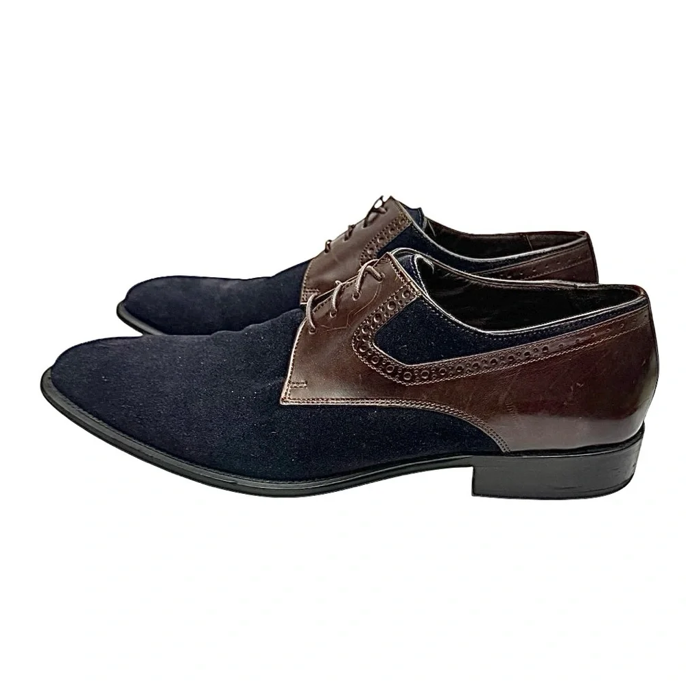 Johnston & Murphy 27-1808 Mens Black Suede /Brown Leather Size 11 Medium EUC